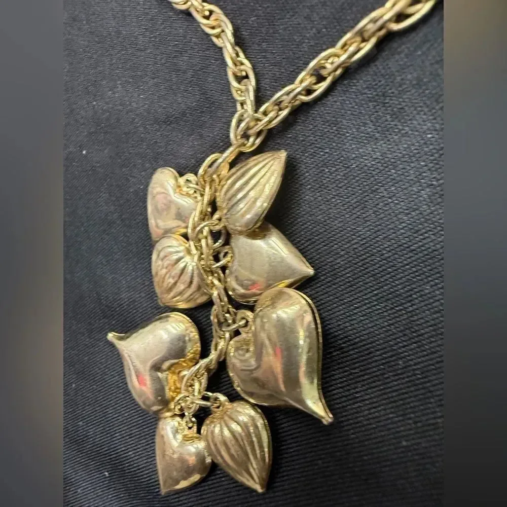 Gold Tone Necklace with Heart Charms